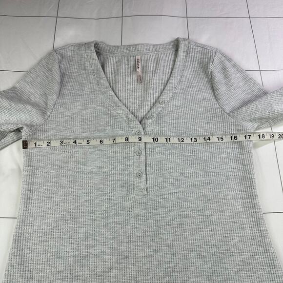Soma Sleep Shirt Womens Small Gray Thermal Waffleknit Henley Long Sleeve Pajama - Picture 7 of 9